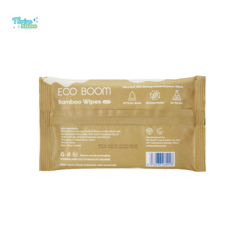 Eco Boom 60pcs Biodegradable Bamboo Wipes – 4 Pack