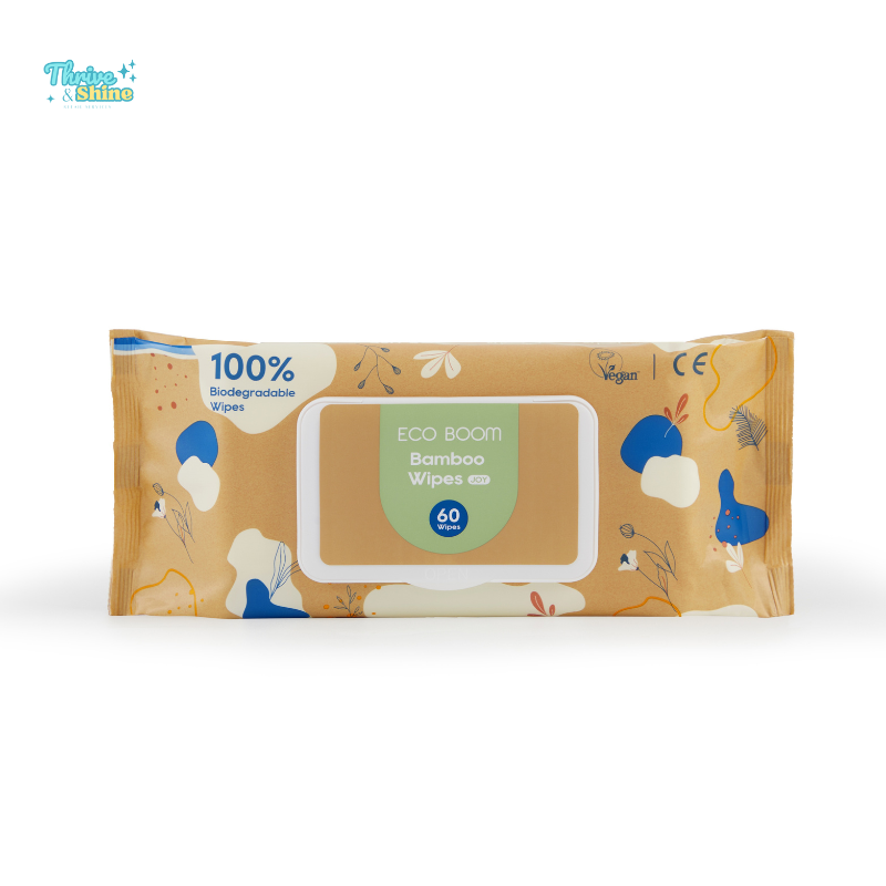Eco Boom 60pcs Biodegradable Bamboo Wipes