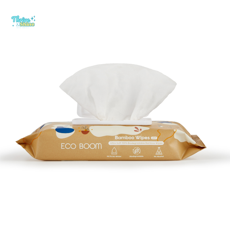 Eco Boom 60pcs Biodegradable Bamboo Wipes – 4 Pack